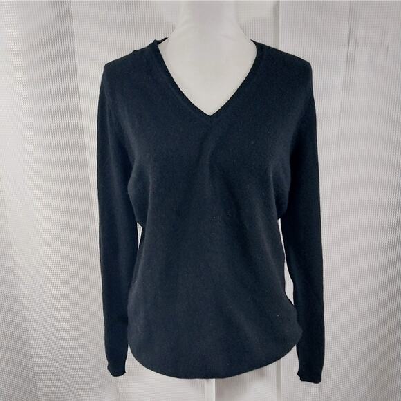 CHARTER CLUB! 100% CASHMERE! BLACK FINE KNIT V-NECK LING SLEEVE SWEATER! SZ XL - Picture 2 of 11